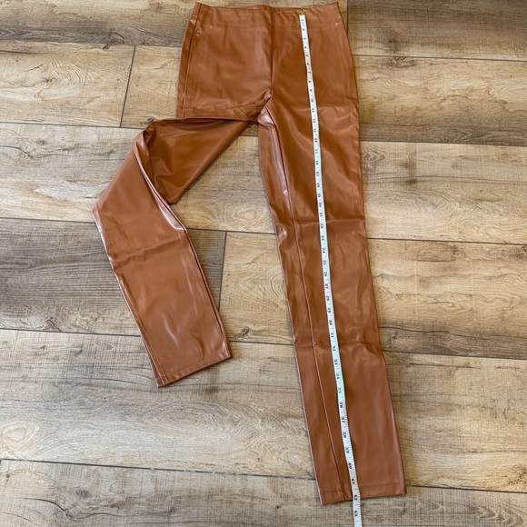 SBetro High Waist Slit Hem Faux Leather Light Brown - Picture 5 of 8